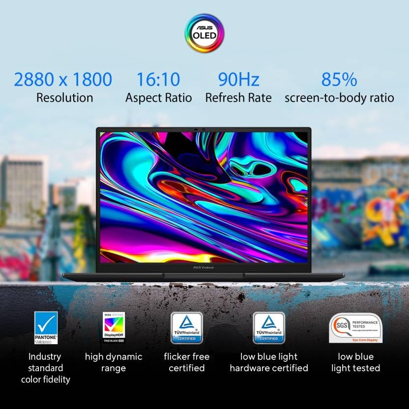 Image of ASUS Vivobook S14 OLED (2022) Intel EVO Core i5 12th Gen - (16 GB /512 GB SSD /Windows 11 Home) S3402ZA-KM502WS Thin and Light Laptop (14 Inch, Indie Black, 1.50 Kg, with MS Office)