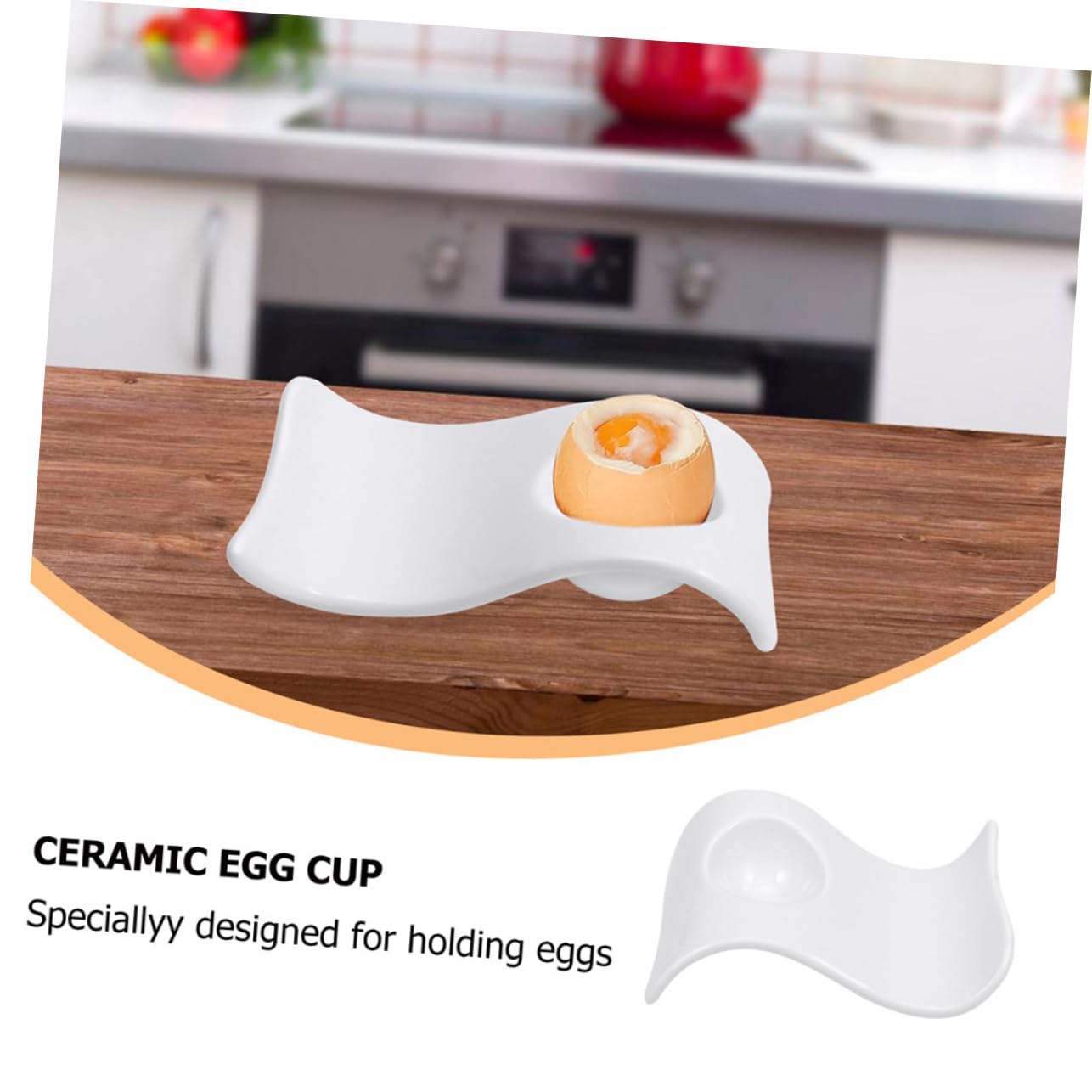 6 Coquetiers en Céramique Blancs, Plateau à Œufs Pratique et Facile à Nettoyer, Design Moderne et Élégant, pour Servir Petit-déjeuner