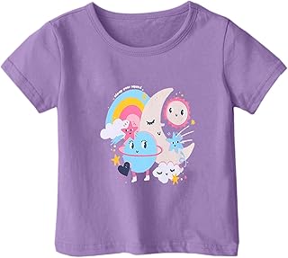Generisch Tops Adolescentes Niñas Camiseta Manga Volantes Niños Verano Ocio Color Sólido Tops Básico Manga Corta Camiseta Túnica para Niñas