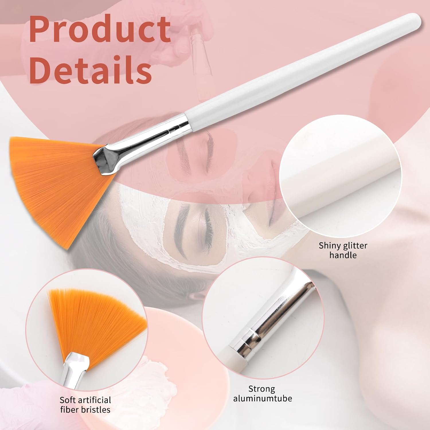 20 Pcs Yellow Facial Fan Brushes Soft Mask Applicator Brush Set Esthetician Makeup Beauty Tool for Mud, Cream, Glycolic Peel, Chemical Peels image 3