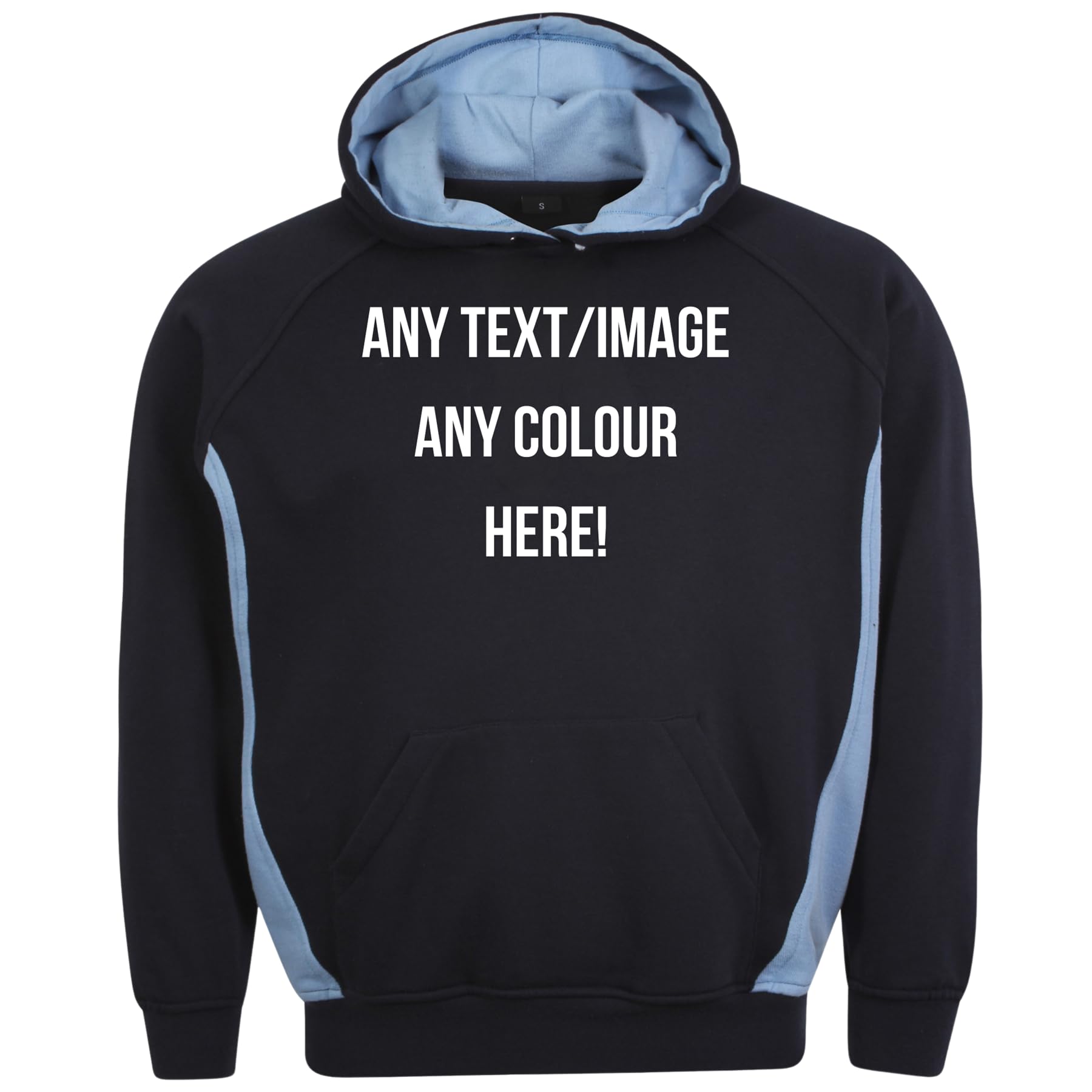 Style It Up Personalised Unisex Hooded Pullover Plain Soft Fleece Hoodie (NAVY-SKY, 9-10Y)
