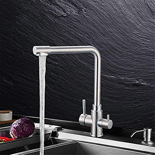 Robinet de cuisine sans plomb No.3 en acier inoxydable brossé pour lavabo