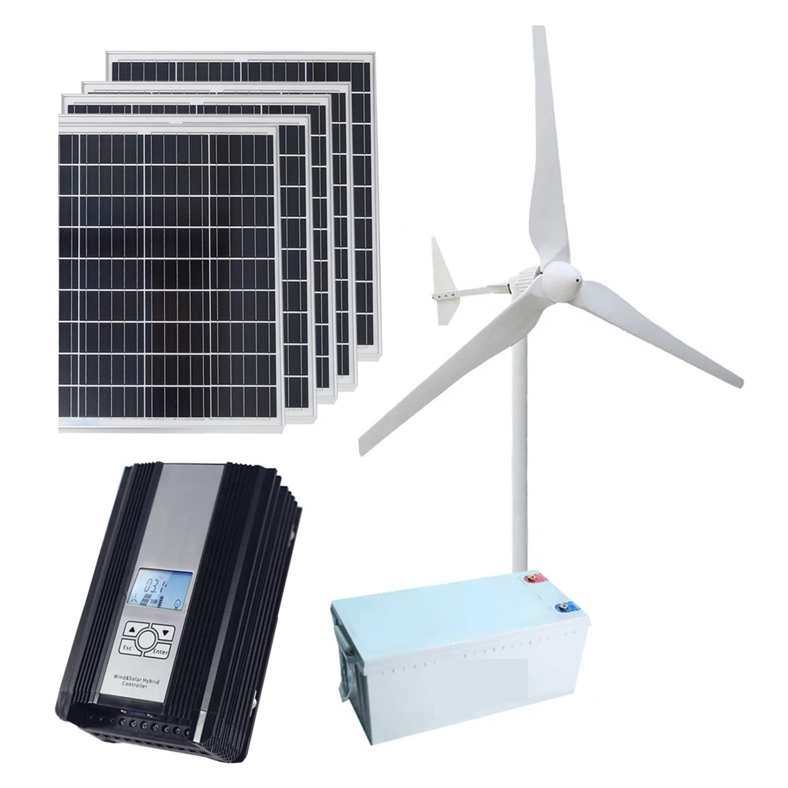 DELURA 5KW 48V 96V Wind Turbine Generator Off Grid/On Grid Solar And Wind Power Inverter Charge System Efficiently monitor energy (Size : 5KW Hybrid System, Color : 48V)