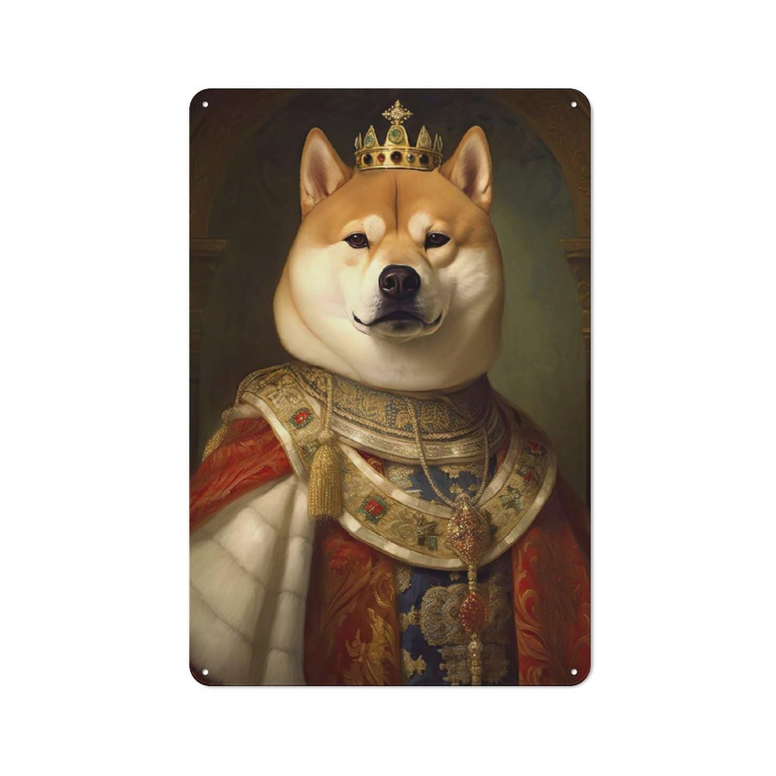 Junmoney Style-5 Shiba Inu The King Cafe Metal Sign 30X20cm, Shop Front Style Restaurant Wall Art For Takeaway, Bar, Kitchen Or Counter Area