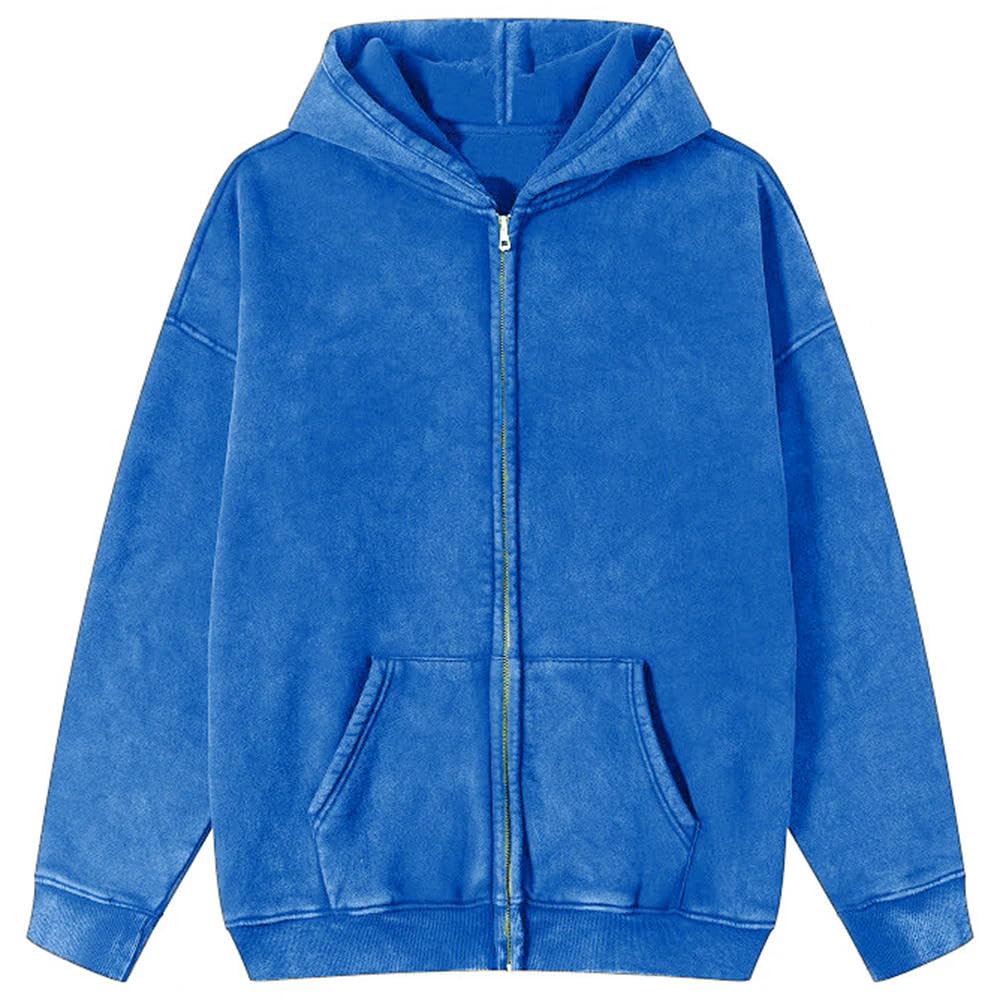 QXDZSW jesień jednolity kolor damska sprana bluza z kapturem sport na co dzień zamek bluza z kapturem jogging streetwear harajuku miękkie bluzy z kapturem
