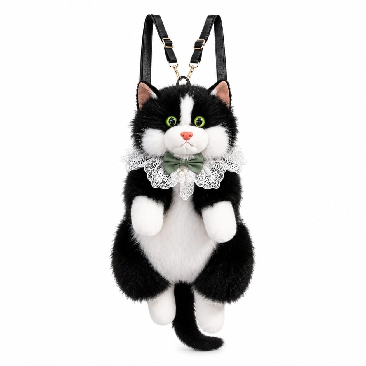Cute Cat Plush Backpack for Girls | Soft Stuffed Animal School Backpack | Kawaii Fluffy Travel Daypack with Adjustable Shoulder Straps | Lightweight Gift Bag for Kids, Black-picture-27