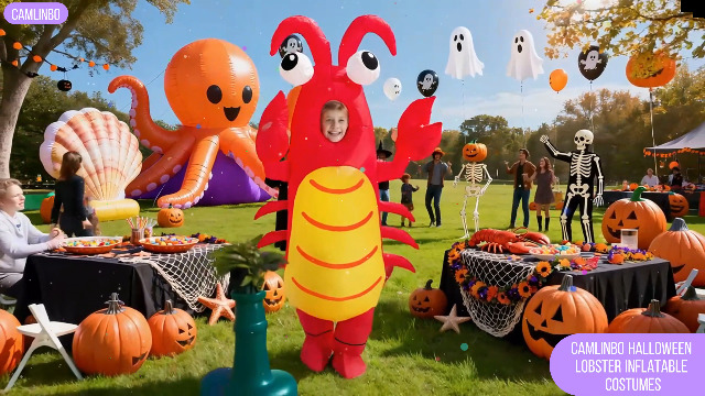 Disfraz inflable de cangrejo de Halloween para niños miniatura 7