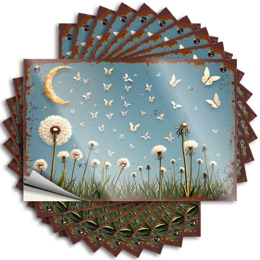 Dreamy Dandelion Fields Under A Crescent Moon Funky Room Decor Comfort DIY | Bookish Decal Case Removable Vinyl Sticker Decal(6X9CM)