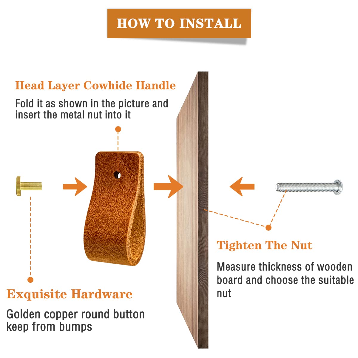 Poignée En Cuir, Boutons De Tiroir En Cuir, 6 Poignées De Tiroir Et D' Armoire En Cuir, Poignées De Quincaillerie Pour Meubles, Pour Porte, Armoire, Cuisine, Poignée De Valise En Cuir Faite à
