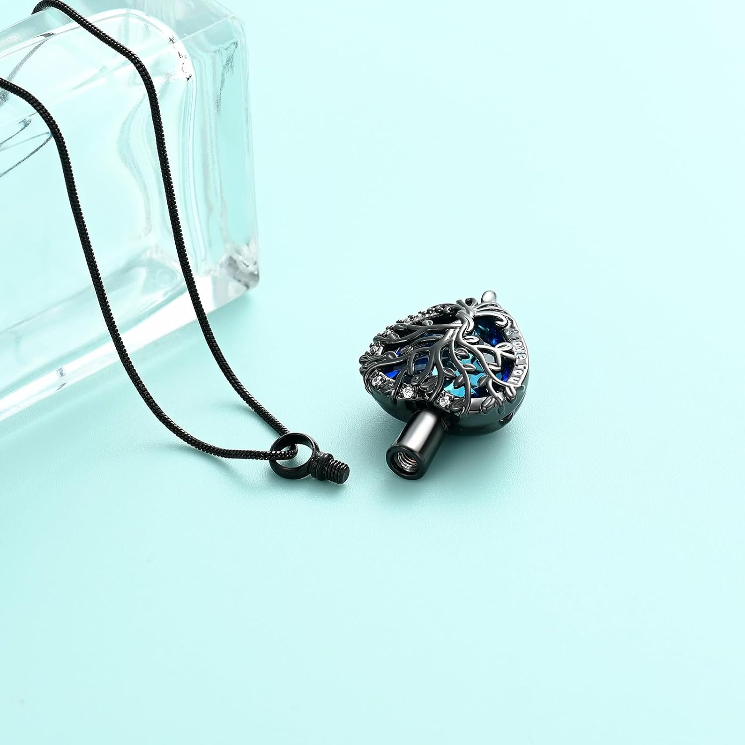 Tree of Life Urn Necklaces for Ashes for Men Women Heart Shape Birthstone Memorial Cremation Jewelry Pet Stainless Steel Keepsakes Pendant for Loved One - Image 7