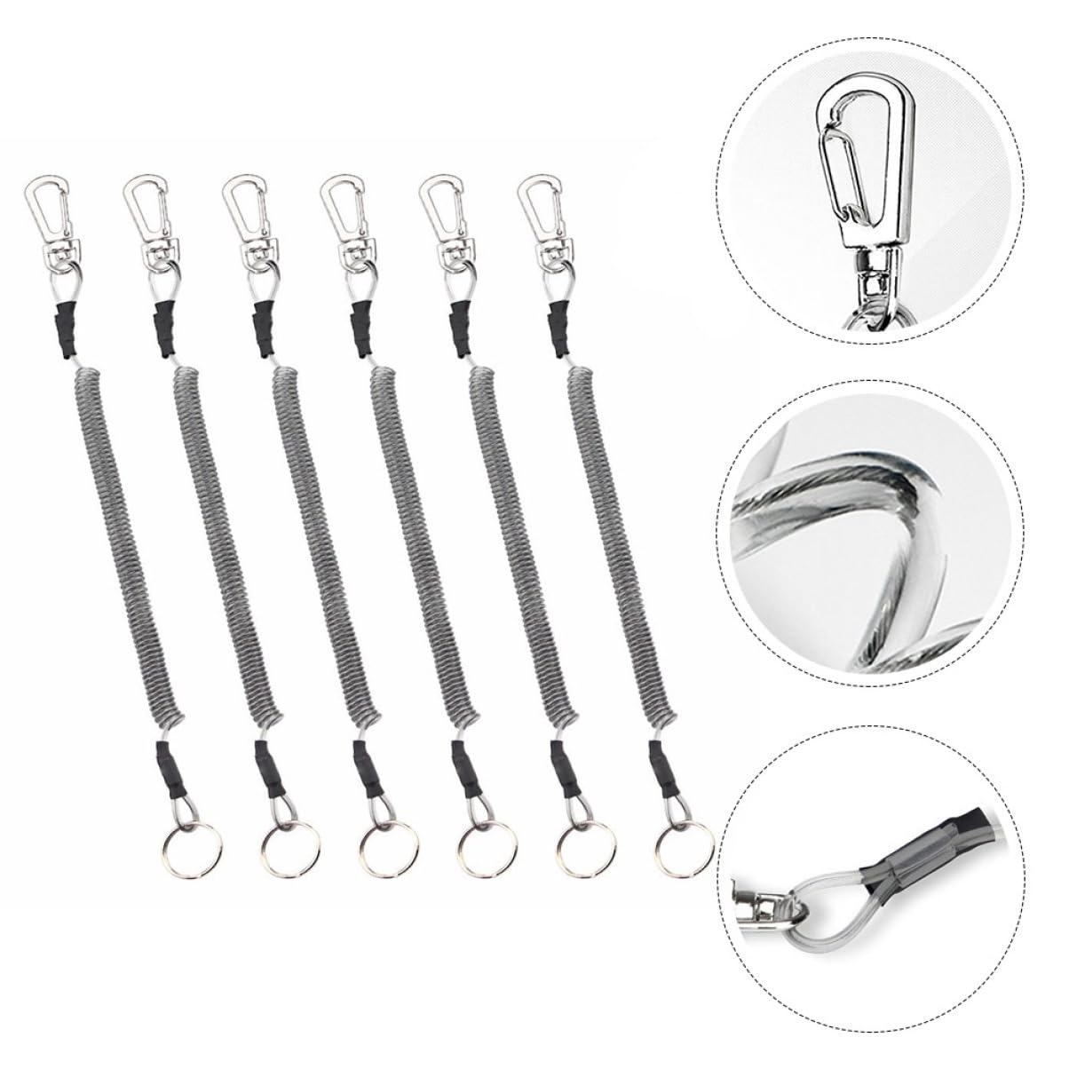 Housoutil 18piezas Cuerda Protectora Retráctil para Pesca Accesorios De Pesca Al Aire Llaveros Elásticos Mosquetón Uso Agua Dulce y Salada