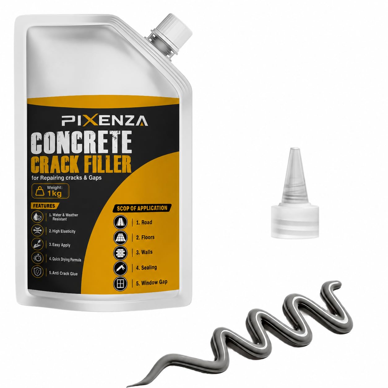 Concrete Crack Filler Sealant, Waterproof Fast-Drying Concrete Sealer Repair Crack & Wall Gap, Self Leveling High Elasticity Cement for Driveway, Sidewalk, Patio, Slabs, Garage Floor. (1KG)-image-33