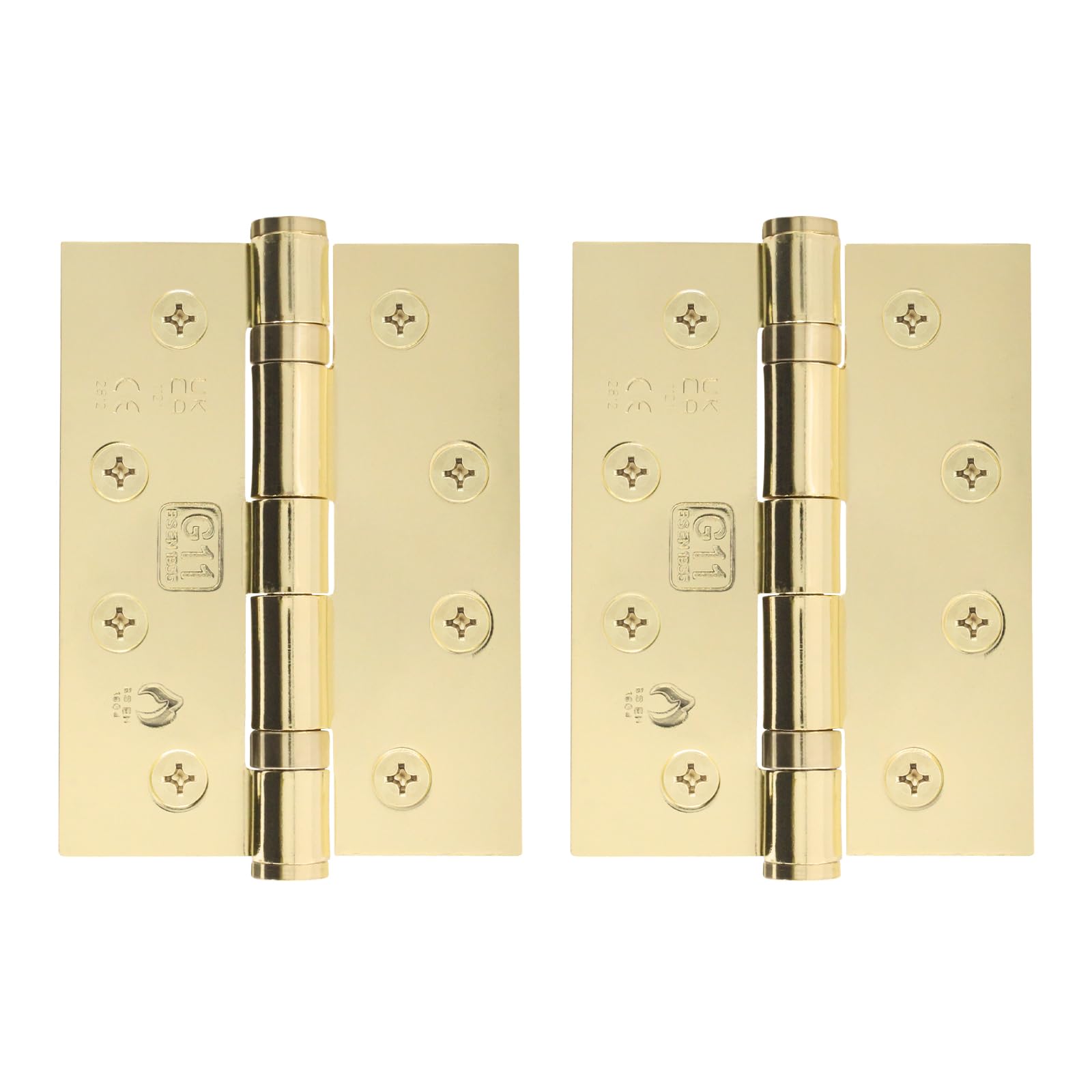Eai Polished Brass Brass Door Hinges | 4 Inch / 102Mm Internal Fire Door Hinges | 1 Pair
