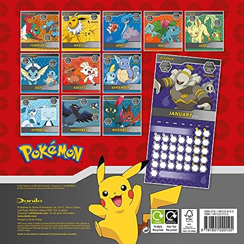 Pokemon Mini Calendar 2023 Wall Small Calendar Gift Present with Organising Stickers