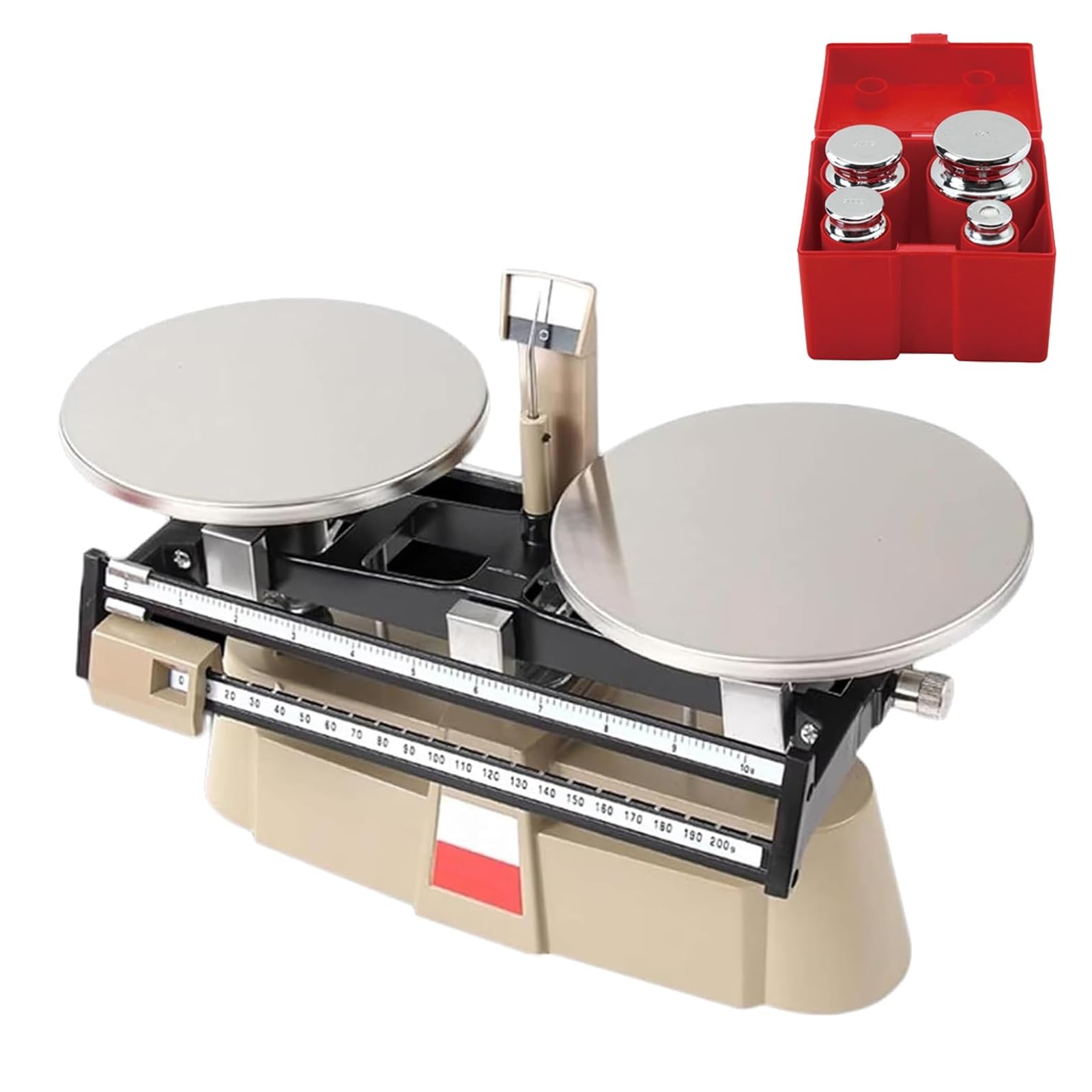 Básculas Mecánicas de Precisión, Juego de Pesas Analíticas de Laboratorio de Alta Precisión con Perilla de Ajuste a Cero, Balanza Mecánica de Doble Plato con 4 Pesas, Marcado Clara, para Laboratorios