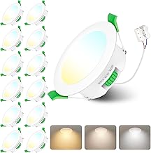 Recessed LED Spotlights 230V, 4W 55-65mm Diameter, IP44, Dimmable, Flat Ceiling Spotlights Warm White 3000K Neutral White 4000K Cool White 6500K for Bathroom, Kitchen, Living Room, Set of 12