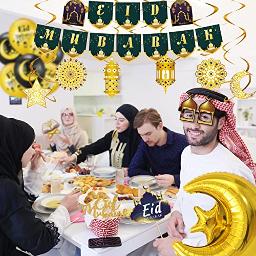 MOVINPE Ensemble de décoration vert Eid Mubarak - Bannière Eid Mubarak ...