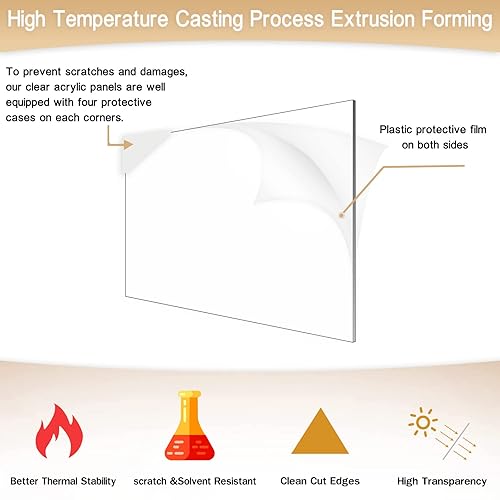 Miniatura 3 de ADTDA 4 hojas acrílicas de 18 pulgadas de grosor (0.118 in), plexiglás fundido transparente de 24 x 36 pulgadas con papel protector para letreros de