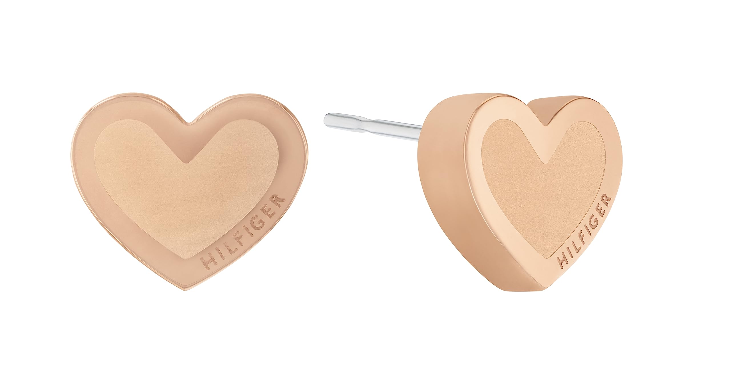 Tommy Hilfiger Jewelry Women's Carnation Gold Stud Earrings with Heart Shape - 2780739