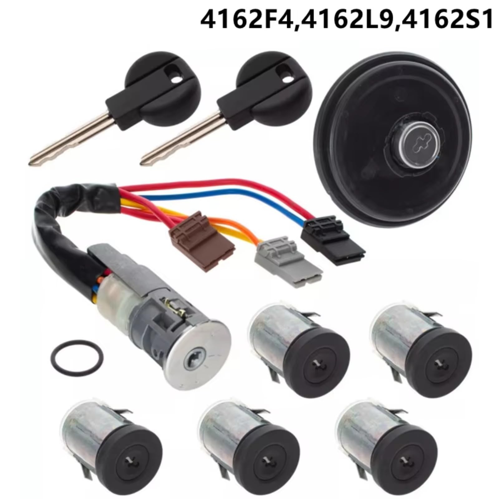 Interruptor De Arranque De Barril Cerradura Encendido Dirección Con Kit De Reparación De Llaves Compatible Con Peugeot Para Expert 1995-2006 4162F4 Clausor Bombín Arranque Kit