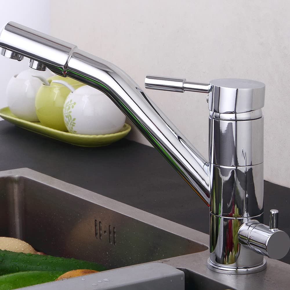3 Wege-Wasserhahn, Küchenamatur 3 in 1 Waschbeckenarmatur Küche Wasserhahn Armaturen bad drehbar, Mischbatterie, Badamatur für Spülbecken, Küche, Bad