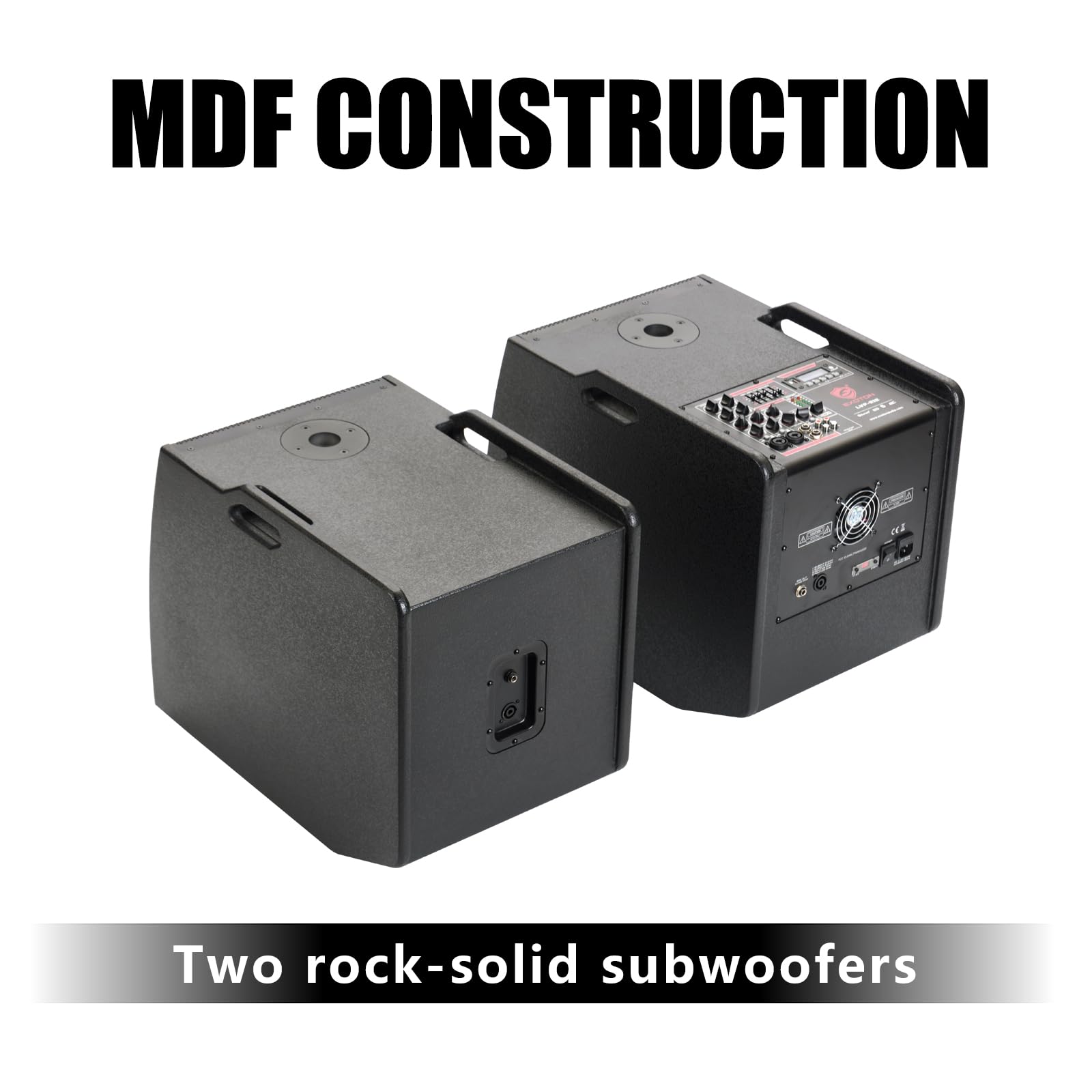 EXOTON LVP-212 12-inch Active Line Array System,3000w Professional Bluetooth PA Speaker，2 Subwoofer and 8 line Array Speakers,USB/SD Card,Remote Control,5-Band EQ(Wood Subwoofer)