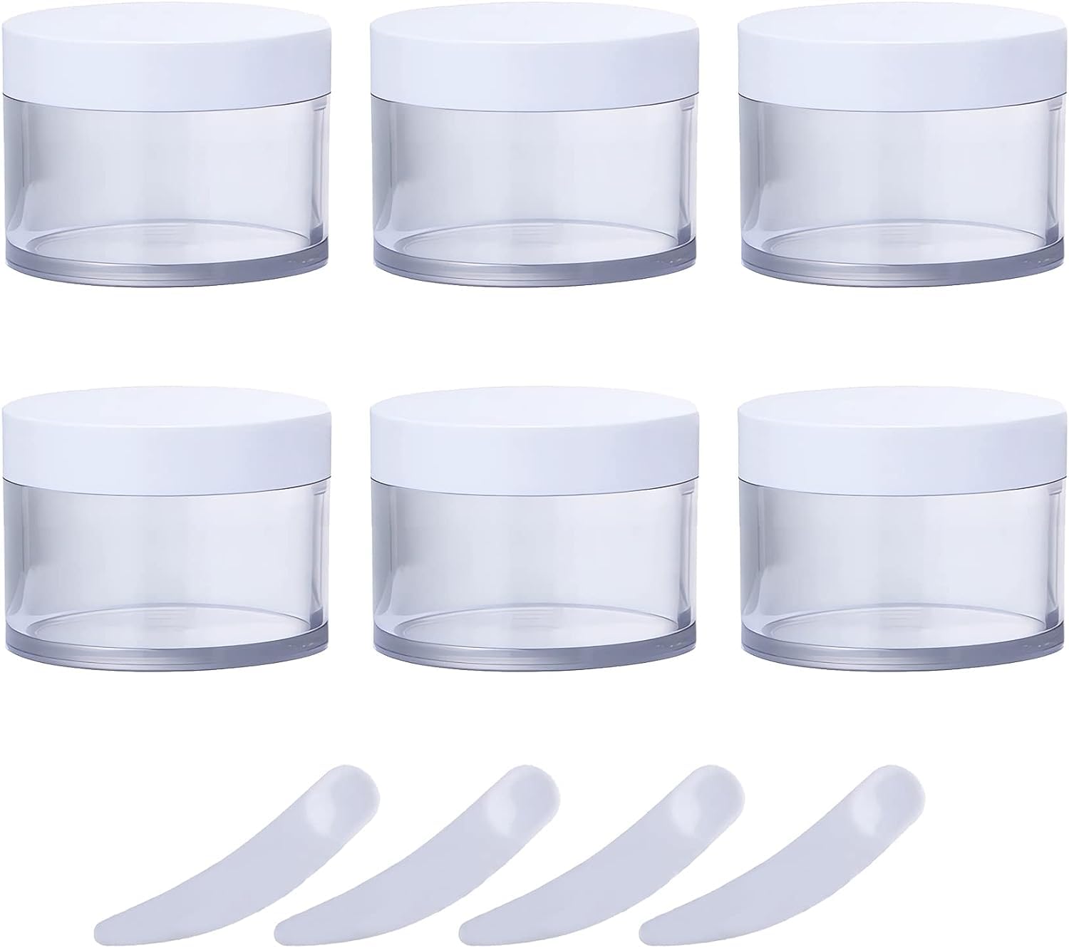 FLYIODFCXV cosmetic jar, Pack of 6, 200 g Plastic Cosmetic Jars with Screw Lid, Container for Facial Mask Lotions Cream(150ml)