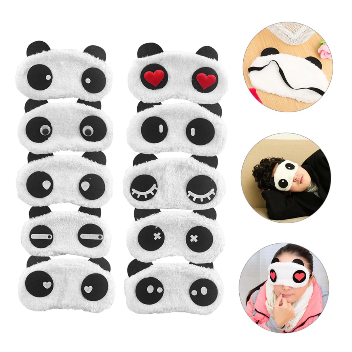 Healeved 30stücke Panda Schlafmaske Für Junge Mädchen Teiliges Mit Lustigen Cartoon-designs Verstellbar Weich Und Bequem Für Reisen Hause Augenbinde Für Süße Träume