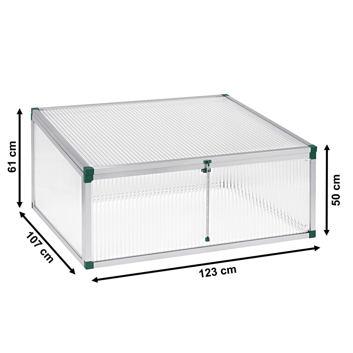 Beckmann FT3 Frühbeet Typ Allgäu Modell 3 Größe 2 – Extrem Stabil: Hagelfeste 16mm Platten – Made in Germany – UV-Schutz—Premium Aluminium Mini-Gewächshaus – 123x107 cm