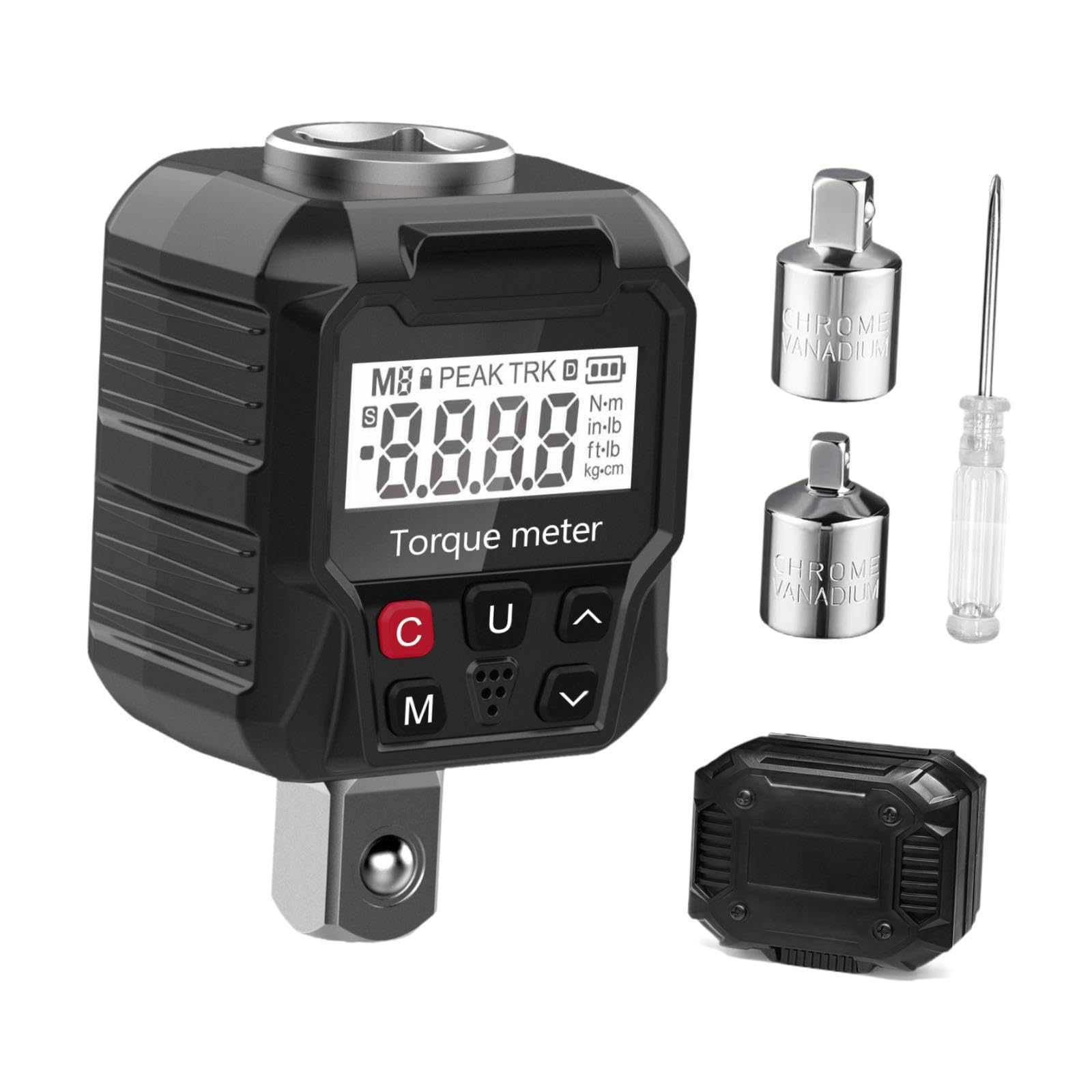 Amagogo Adattatore per Misuratore di Coppia Digitale con Display E Adattatori Versatili Da 1/4" E 3/8" per La Manutenzione Dei Veicoli.