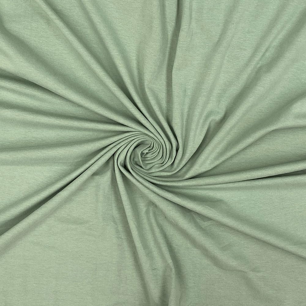 Light Sage Green Solid Cotton Spandex Knit Fabric - by The Yard