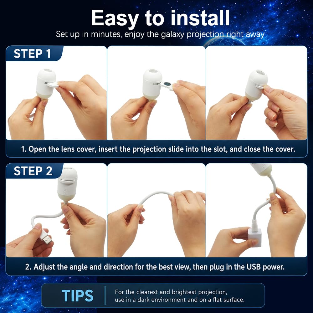 Projektor Galaxy 2 w 1, projektor gwiaździstego nieba, port USB