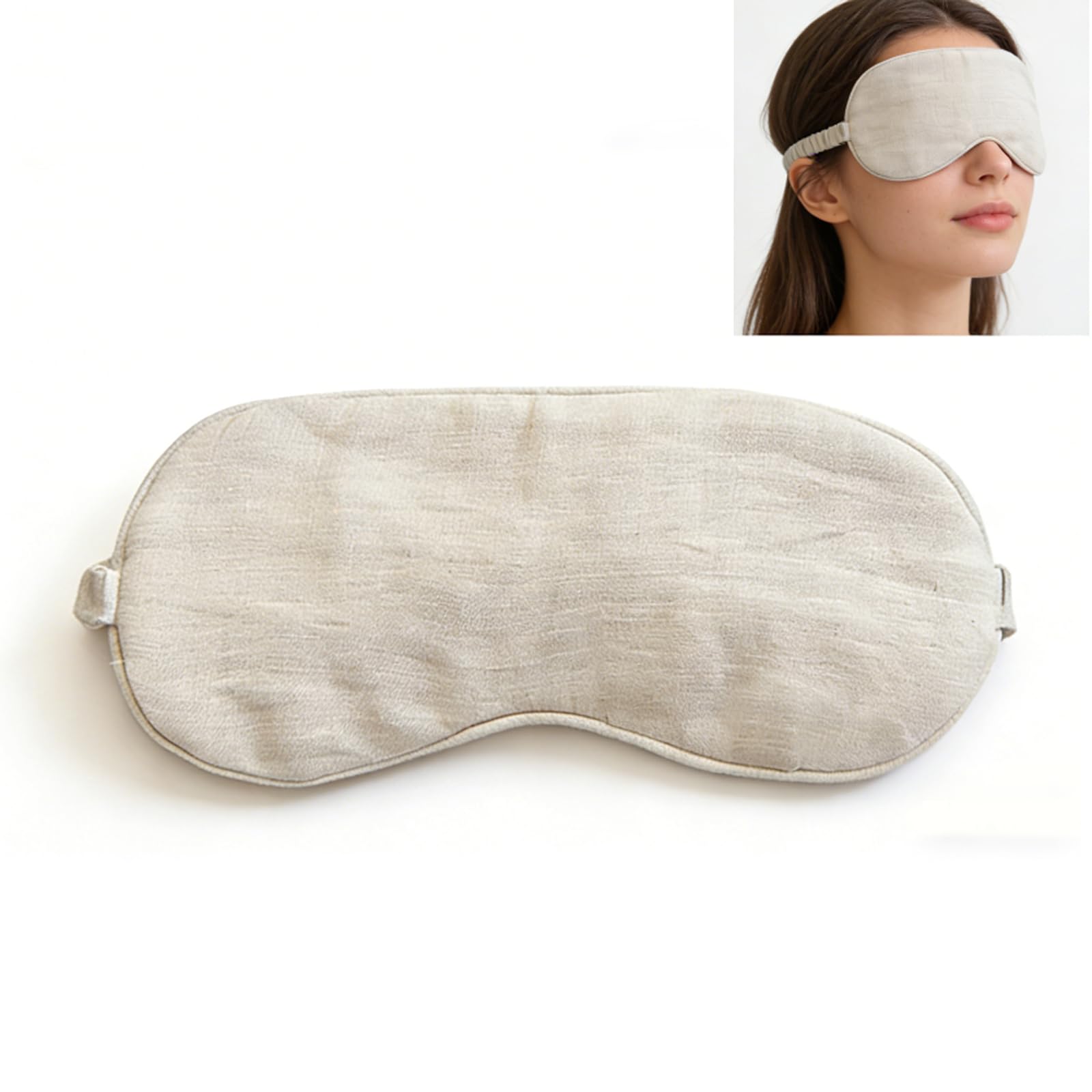 Photo 1 of 100% Pure Linen Sleep Mask Blackout Eye Mask for Sleeping, Eye Cover with Adjustable Strap - Organic Cotton Core Linen Eyes Mask Breathable for Travel - Gift for Women Men (raw Hemp Color)