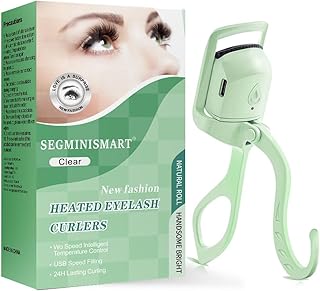 Heated Eyelash Curler, Fast 5s Heat up, 24 Hours Long Lasting, Rechargeable Electric Lash Curler, Temperature Control, Safe Anti-Burn Eye Lash Curler, Quick Natural Curling Lashes (Green)