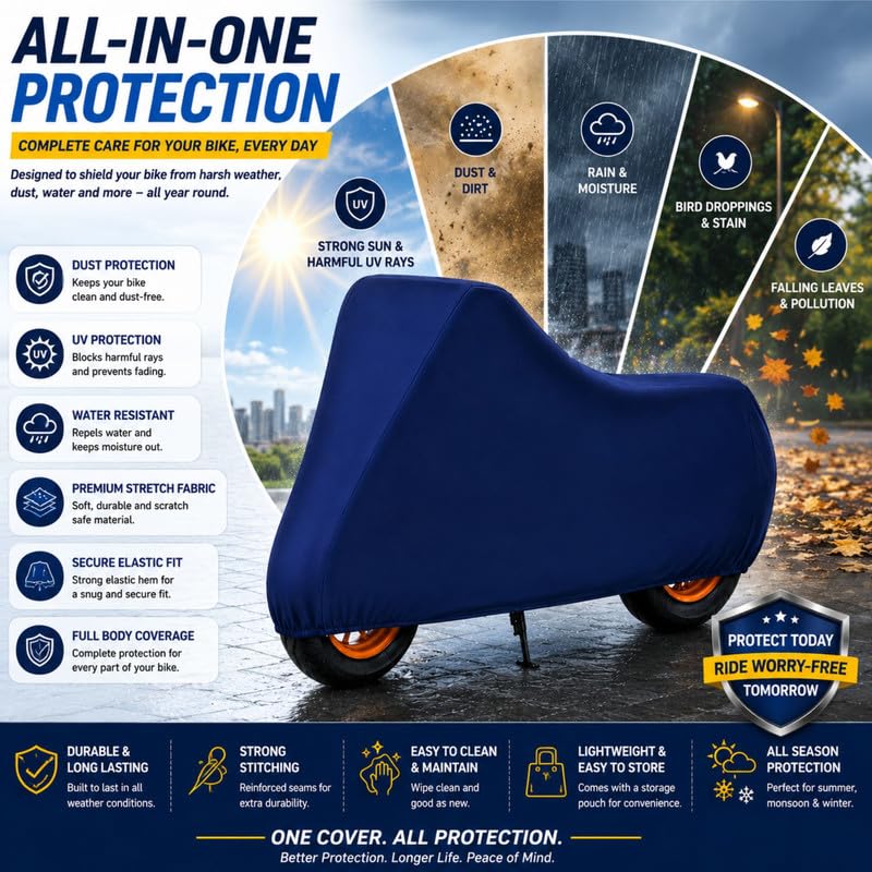 Image of Powerfull Scooty Body Cover for S1 Air Dustproof Scratchproof - 100% Waterproof S1 Air Cover for Two Wheeler, Outdoor Full Motorcycle Cover with UV, Duty, Rain Protection - Blue