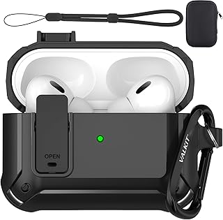 Valkit Compatible Airpods Pro 2nd/1st Generation Case Cover with Lock, Military AirPod Pro 2 Case with Keychain & Lanyard Cool Shockproof Protective Case for AirPod Pro 2nd/1st Gen(2023/2022/2019)