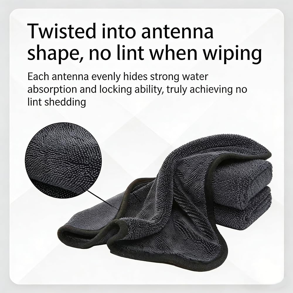 Lumeas Clean Serviette for Shower Car Detailing Kitchen and Window Cleaning Quick-Drying and Reusable Cleaning Towel (2, Gray, 40 * 40cm) — view 4