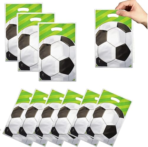 ALLPICK 30 bolsas de regalo de botín de plástico para fútbol, bolsas de dulces para niños, fiesta de cumpleaños temática de fútbol