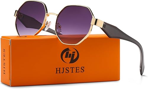 Miniatura 2 de HJSTES Gafas de sol pequeñas de polígono para mujer y hombre, lentes cuadrados, lentes degradados, protección UV