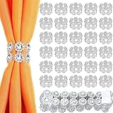 Dandat 300 Pcs Napkin Rings Set Bulk Wedding Silver Rhinestone Napkin Rings Bling Sunflower Diamond Napkin Holder Ring for Wedding Reception, Holiday Dinner Party, Family Gathering, Table Decoration