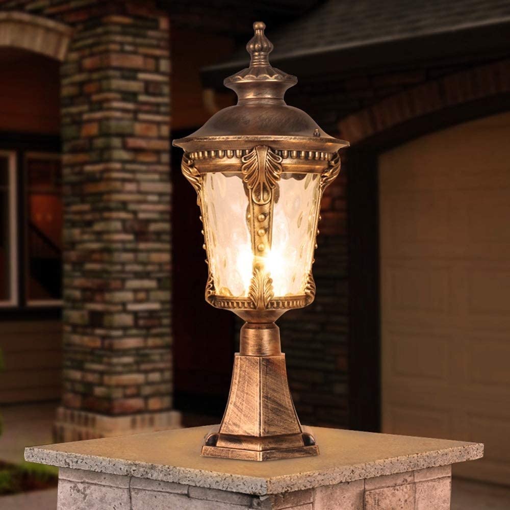Traditionelle Laterne Victoria mit einem Kopf aus Glas, wasserdicht, Türpfostenlampe für den Außenbereich, E27, aus Aluminium, ideal für die Dekoration eines Stadtgartens oder einer