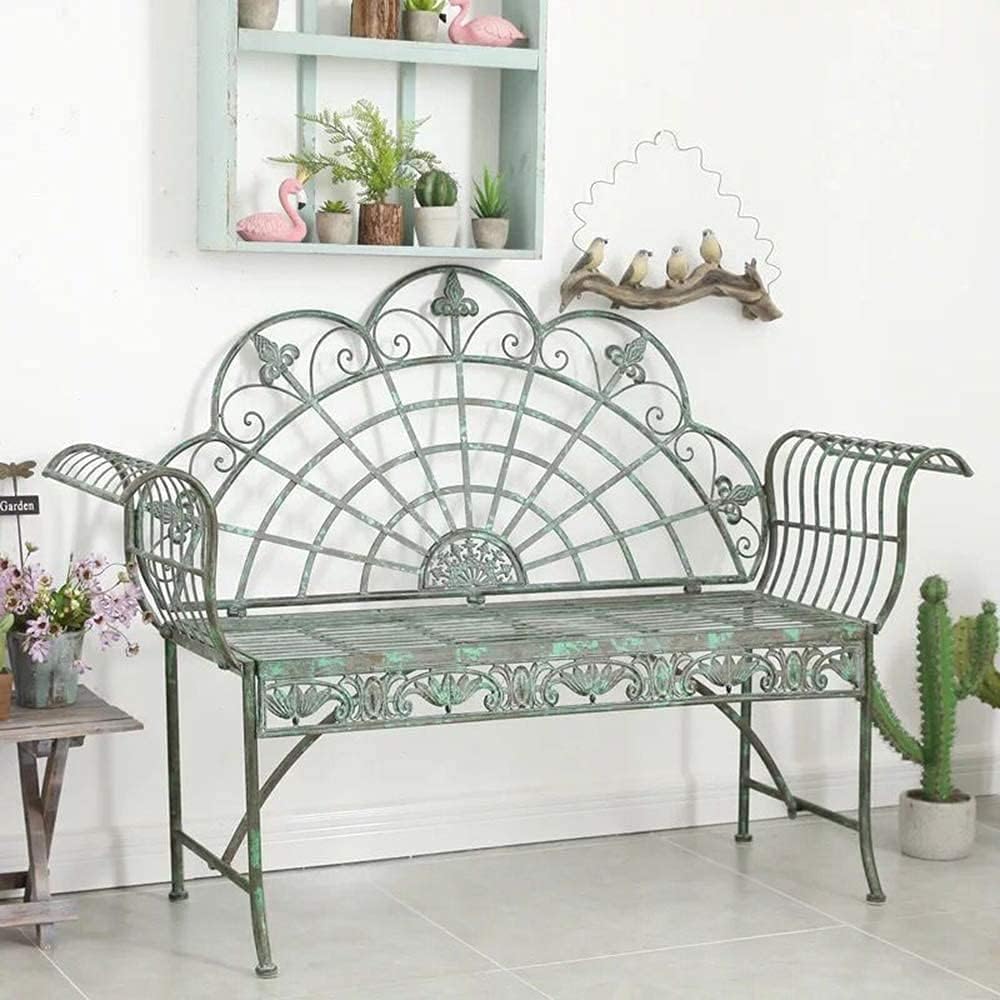 Terrace Park Bench Outdoor Benches, Weatherproof and Rustproof Cast Iron Garden Bench, Single and Double Retro Decorative (Size : Single Chair) ()