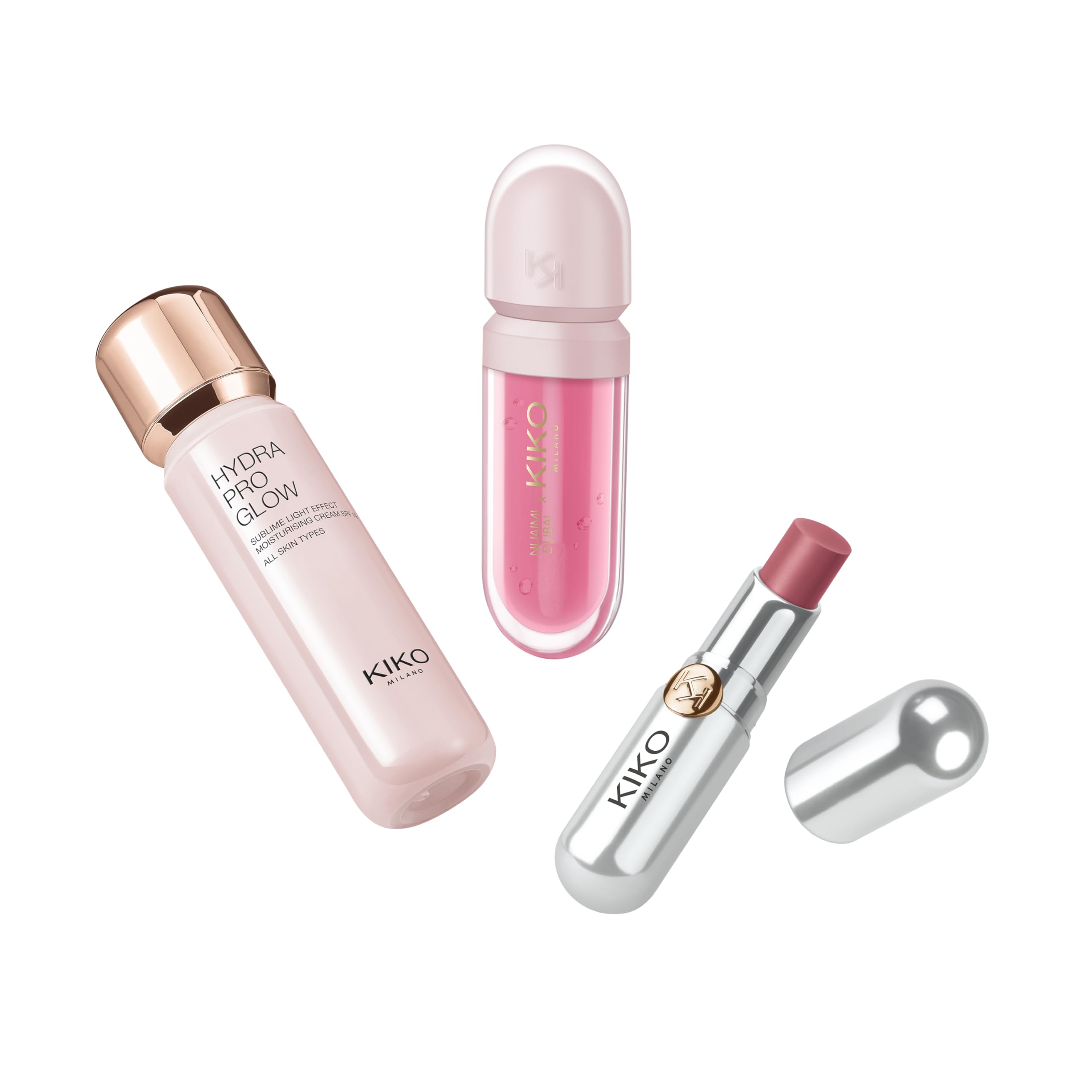 KIKO Milano Threads Of Time Hydra Glow Skincare Kit: Crème Visage, Huile, Baume Lèvres