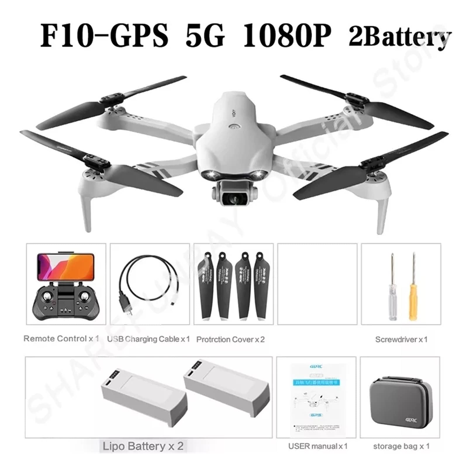 Nowy dron F10 4k Profesjonalne drony GPS z kamerą Hd 4k Kamery Rc Helikopter 5G WiFi Drony FPV (Kolor: F10-GPS-1080P-2B)