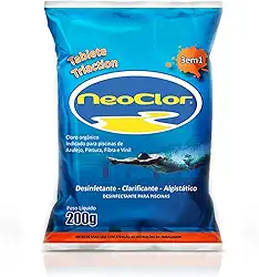 Cloro Em Patilha 3 Em 1 200g Para Limpeza E Tratamento De Piscina Azulejo Fibra Vinil Neoclor