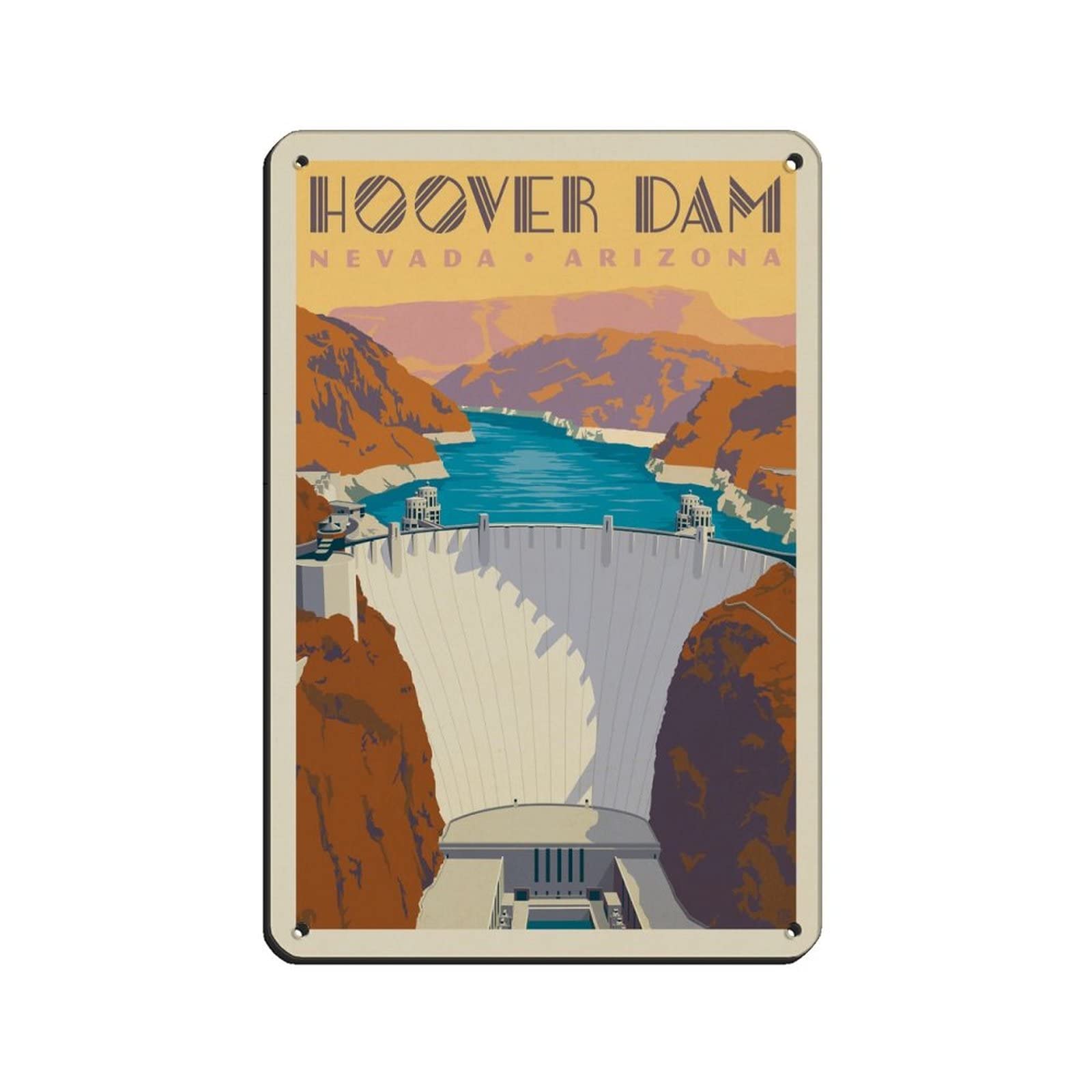 Ktywz A458 Metal Sign Hoover Dam Nevada Arizona Retro Decor Art Sign Home Kitchen Bar Cafe Club Cave Wall Decor Vintage Travel Tin Sign 30X30cm