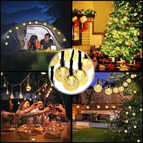 Solar Garden Lights Outdoor, 39ft/100LED Garden Fairy Lights Solar Powered Waterproof, Decorative Crystal Bulb Solar String Lights for Outside, Patio, Gazebo, Chrismas Tree Decoration (Warm White)