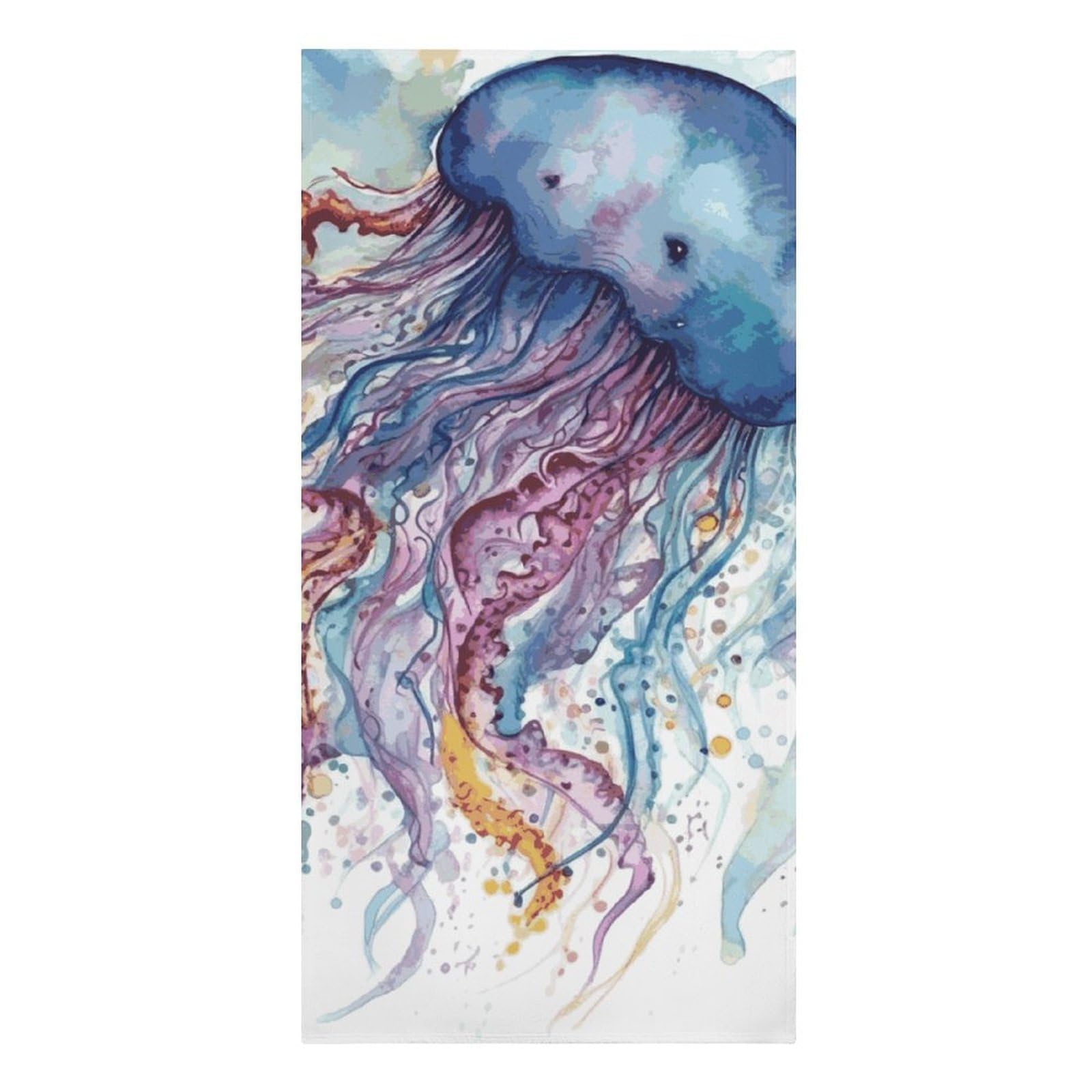 QMNLKH Watercolor Jellyfish Beach Towel for Women, Large Microfiber Pool Towel for Men, Absorbent Swim Towels for Home, Lightweight Bath Towels for Camping, Yoga, 30.3"x61.4"