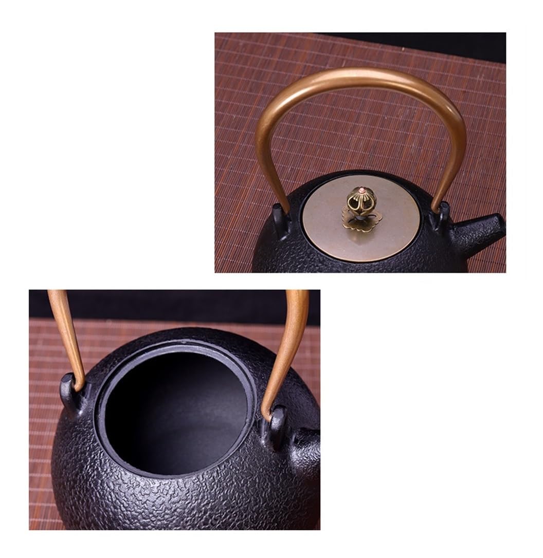 Tetera de hierro fundido, tetera de hierro fundido, tetera japonesa, tetera china de hierro fundido, gran capacidad, 40 oz - 1200 ml, tetera de hierro fundido apta for estufa, tetera de hierro fundido