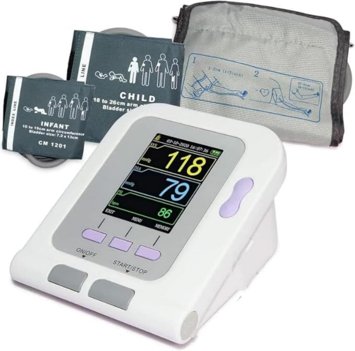 CONTEC-08A Blood Pressure Monitor-Automatic Digital BP Machine with 3 Sizes Cuff for Home Use,Large LCD Display,for 3 User 3×100 Memory